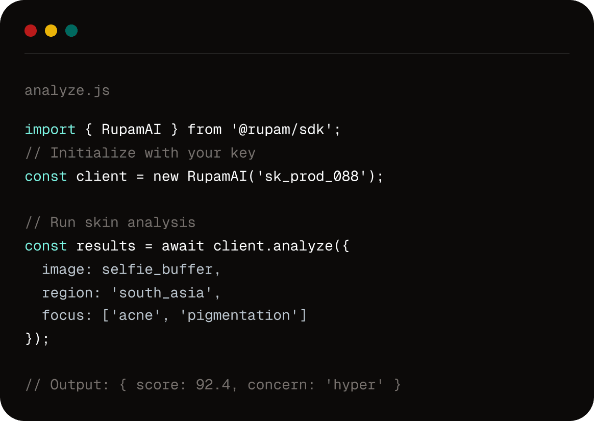 Rupam AI developer code example